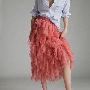 Anthropologie Tesia Ruffled Tulle Midi Skirt